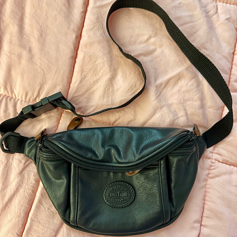 Vintage Black Faux Leather Fanny Pack